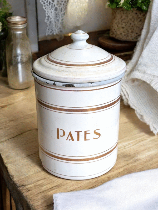 French Enamelled 'Pates' Canister - Image 2