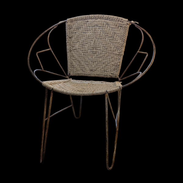 Pair of Mid Century Woven Rope & Iron Framed Chairs - Image 2