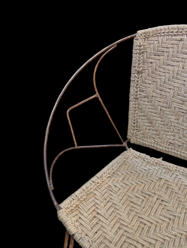 Pair of Mid Century Woven Rope & Iron Framed Chairs - Image 3