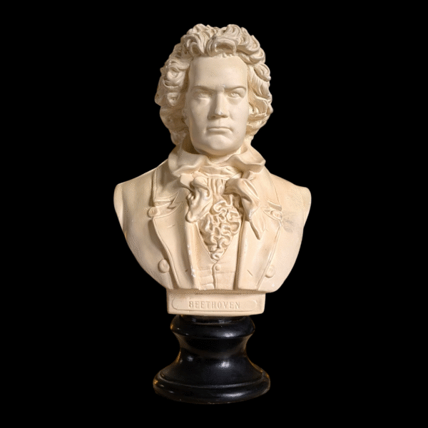 Classical Plaster Bust of Beethoven on Ebonised Base