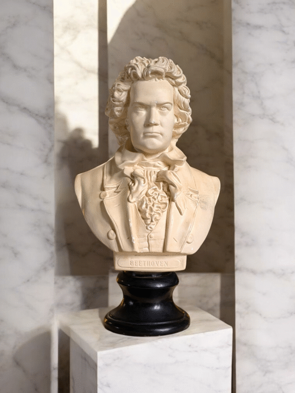 Classical Plaster Bust of Beethoven on Ebonised Base - Image 4