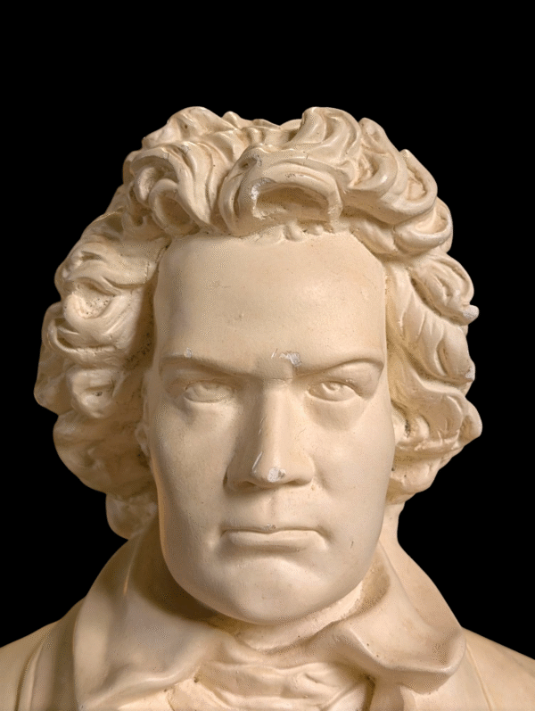 Classical Plaster Bust of Beethoven on Ebonised Base - Image 3