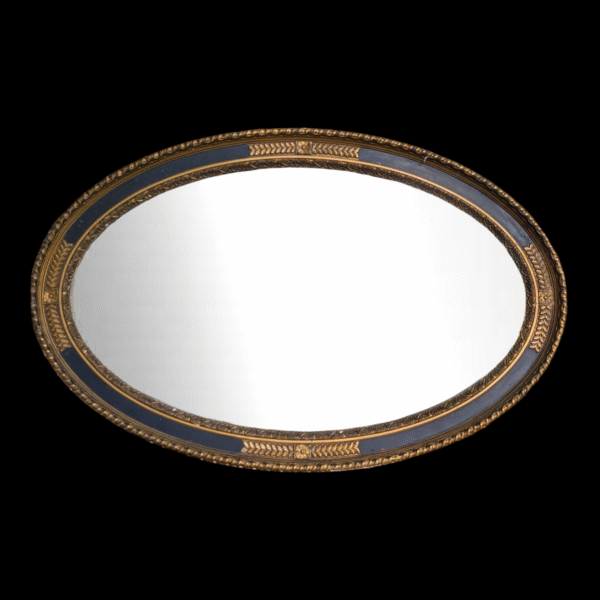 Ebonised Gilt Oval Wall Mirror Of Rococo Style