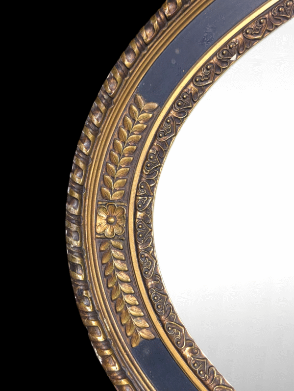 Ebonised Gilt Oval Wall Mirror Of Rococo Style - Image 2