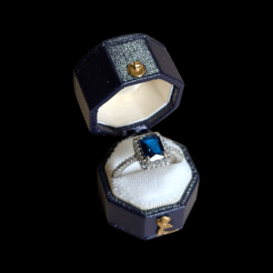 Sterling Silver & Sapphire Glass Ring - Size P