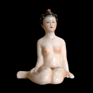 Oriental Porcelain Erotica Hand Painted Perfume Bottle - Stopper In Head