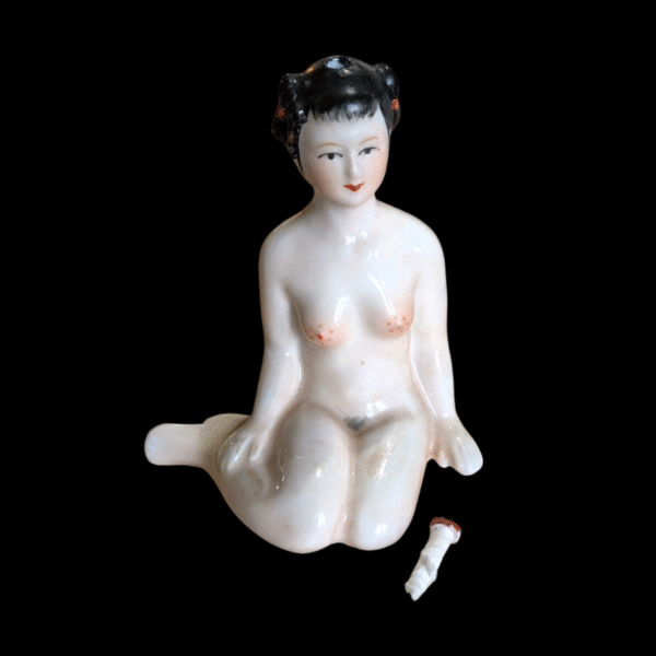 Oriental Porcelain Erotica Hand Painted Perfume Bottle - Stopper In Head - Image 3
