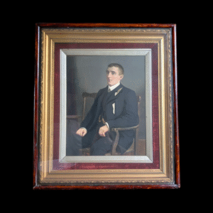 Original Late Victorian Portrait Painting in Double Gilt Shadow Glass Frame