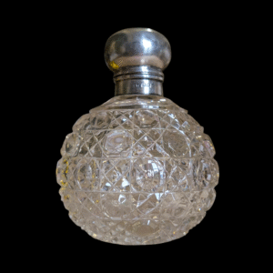 Silver Topped Hobnail Cut Glass Scent Bottle