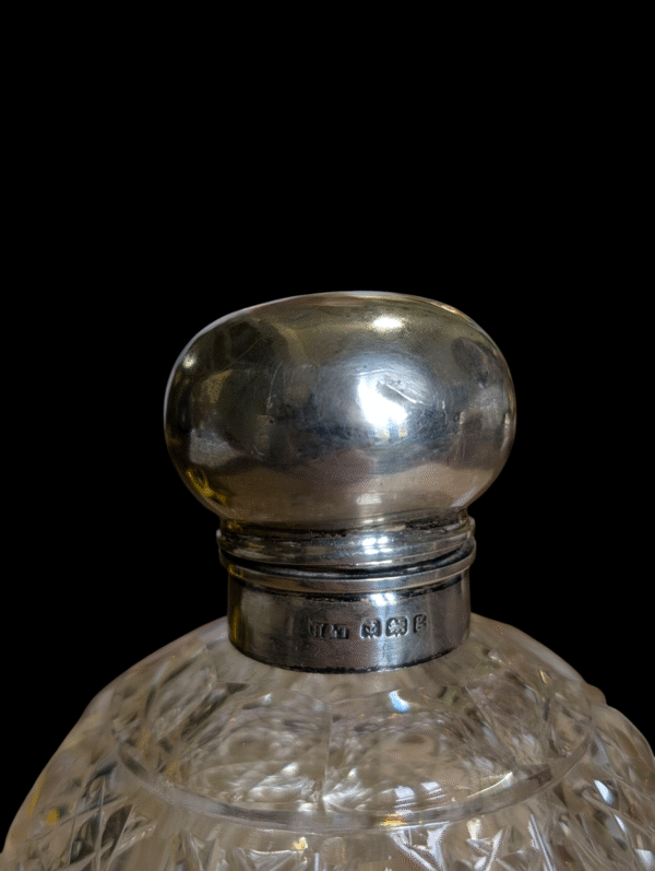 Silver Topped Hobnail Cut Glass Scent Bottle - Image 2