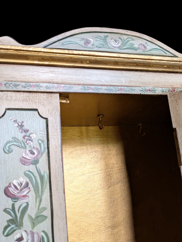 Hand-Painted Miniature Jewellery Armoire – Floral Folk Art with Mirror & Hooks - Image 4