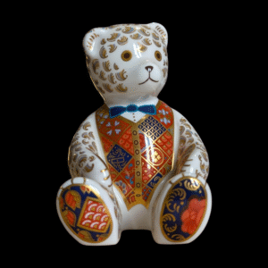 Royal Crown Derby Seated Teddy Bear With Gold Stopper