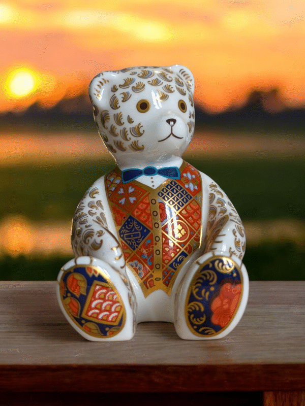 Royal Crown Derby Seated Teddy Bear With Gold Stopper - Image 3