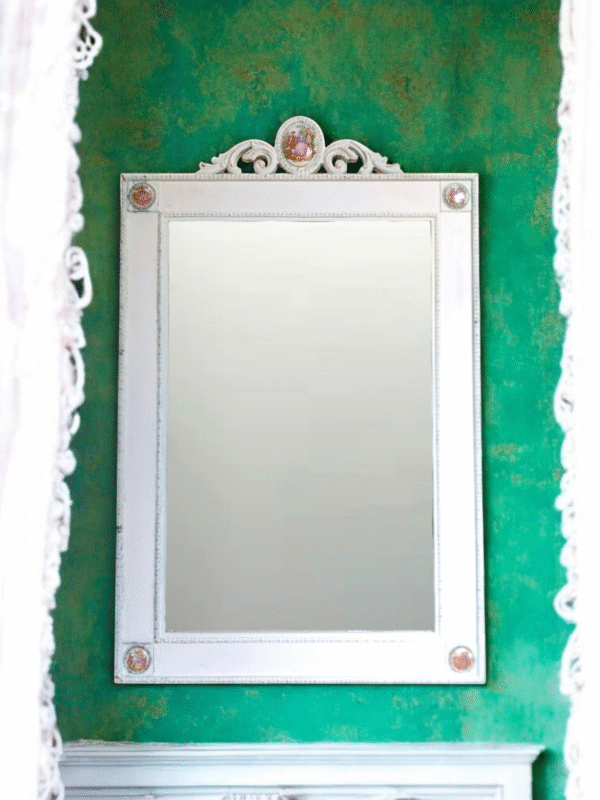 Large 1950's Painted Limoges Wall Mirror - Image 2