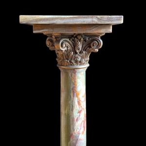 Large Gilt and Polished Onyx Corinthian Pedestal Column Stand