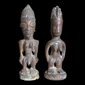 Pair Of Scarce Early 20th Century Bronze Ibeji Twins Yoruba Tribe Nigeria