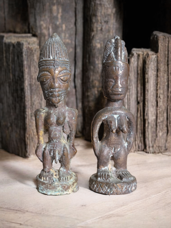 Pair Of Scarce Early 20th Century Bronze Ibeji Twins Yoruba Tribe Nigeria - Image 4