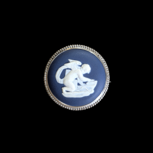 Vintage Sterling Silver 1973 Blue Wedgewood Brooch