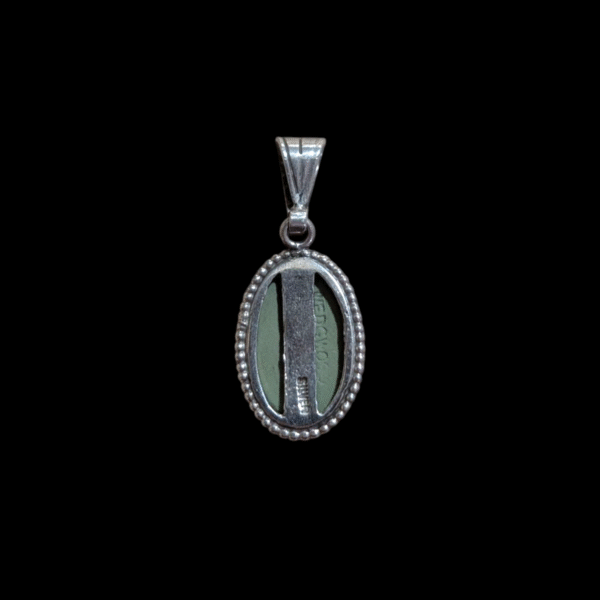 Vintage Sterling Silver Green Wedgewood Pendant - Image 2