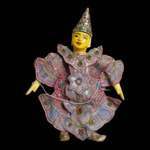Handcrafted Burmese Marionette Puppet in Sequinned Royal Attire