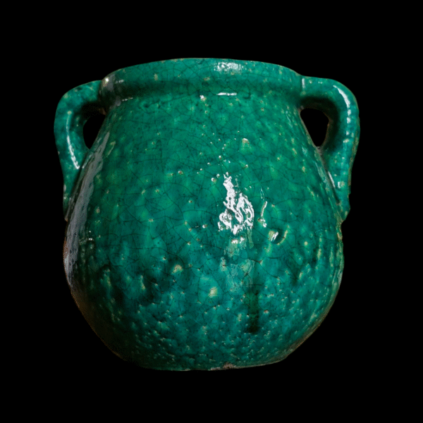 Green Crackle Glaze Terracotta Twin Handled Vase