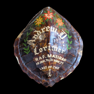 Hand-Painted Turtle Shell Commemorative RAF Masirah 1976–77 – Andrew D. Lorimer