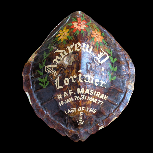 Hand-Painted Turtle Shell Commemorative RAF Masirah 1976–77 – Andrew D. Lorimer
