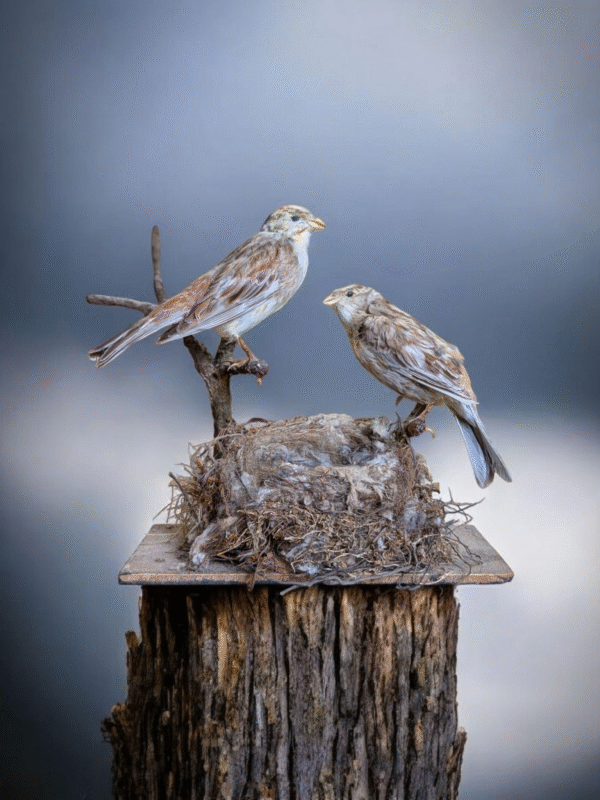 Pair Of Taxidermy Sparrows On Nest - Image 2