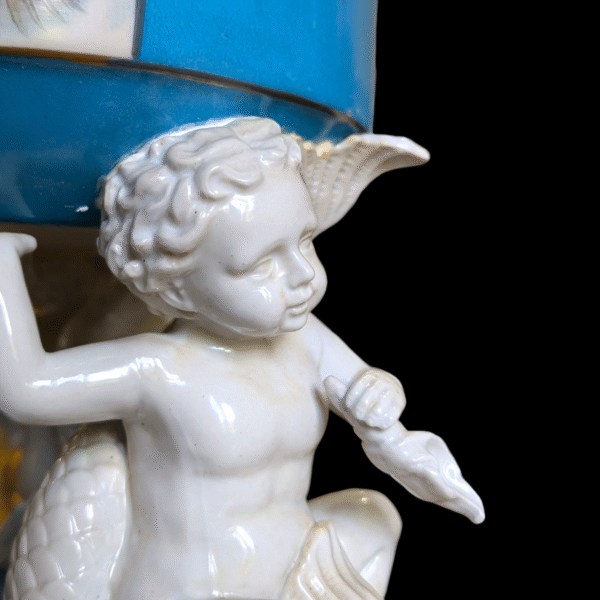 Antique Hand-Painted French Sevres Porcelain Table Centrepiece with Cherub Supports & Mythological Scene - Image 4