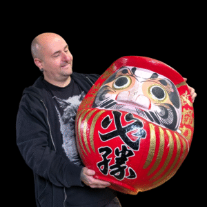 Huge Japanese Papier-Mâché Daruma Doll – Hand-Painted Symbol of Luck and Perseverance