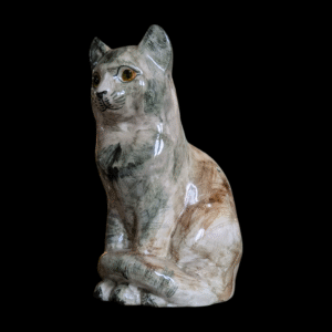 Glass Eyed Ceramic Seated Cat