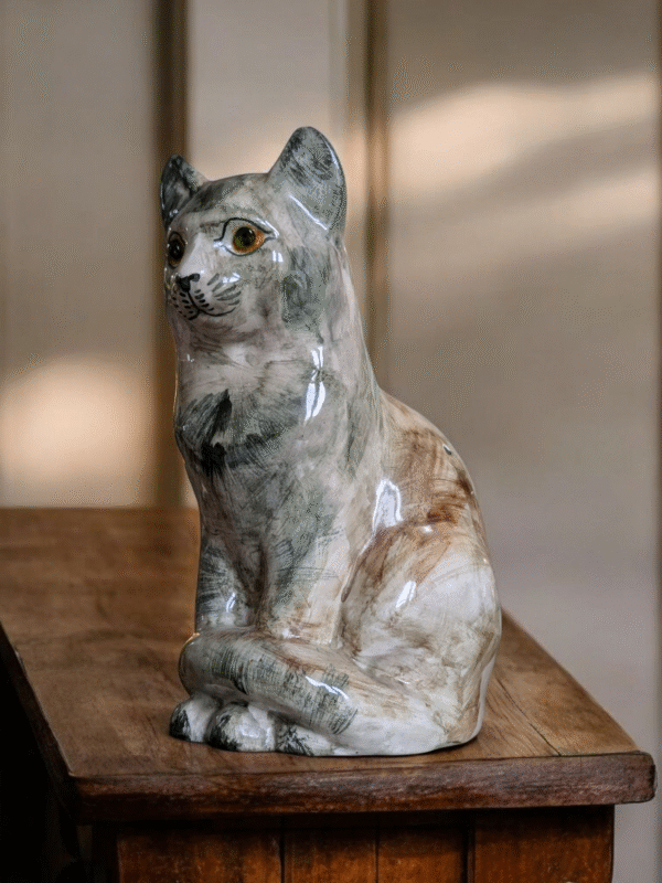 Glass Eyed Ceramic Seated Cat - Image 2
