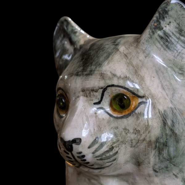 Glass Eyed Ceramic Seated Cat - Image 3