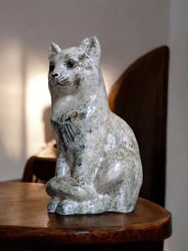 Glass Eyed Ceramic Seated Cat - Image 2