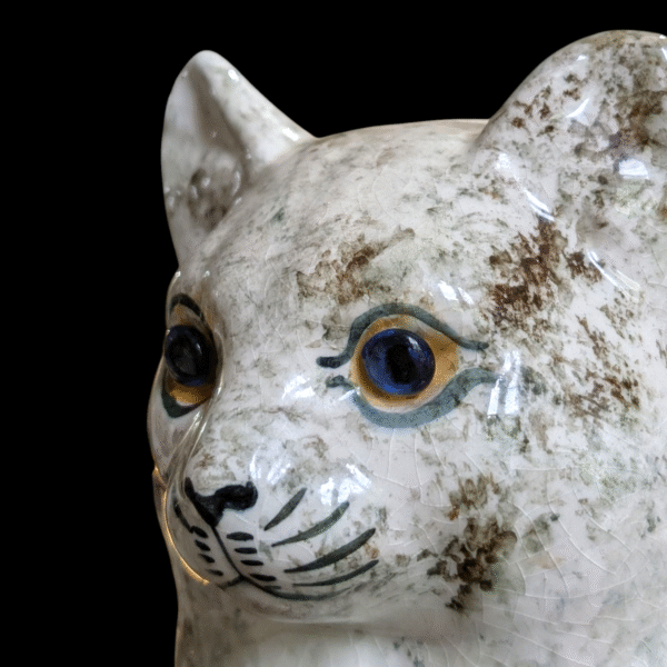 Glass Eyed Ceramic Seated Cat - Image 3