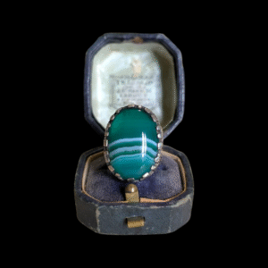 Chunky Modernist Huge Agate & Sterling Silver Ring - Size M 1/2
