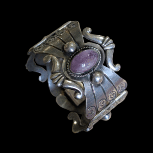 Chunky Mexico Silver & Amethyst Bangle