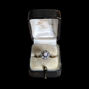 9ct Yellow Gold & Silver Opal Ring - Size M 1/2