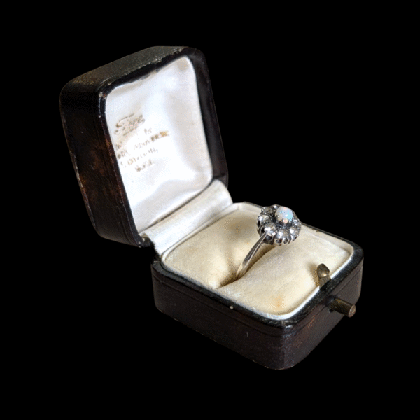 9ct Yellow Gold & Silver Opal Ring - Size M 1/2 - Image 2