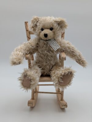 1997 Jointed Teddy Bear with Wooden Rocking Chair