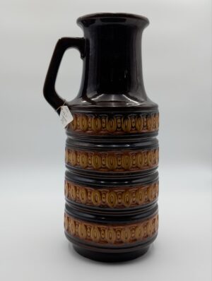 West German Pottery Floor Vase with Relief Band Decoration