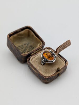Sterling Silver Baltic Amber Ring – Size N