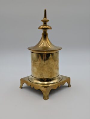 Georgian Brass Tobacco Jar with Lid on Raised Base c.1820
