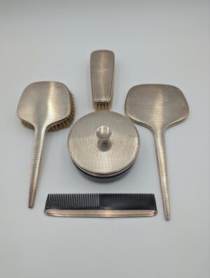Mid 20th Century Sterling Silver Art Deco Style Dressing Table Set
