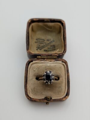 9ct Gold Blue Stone Cluster Ring – Size J
