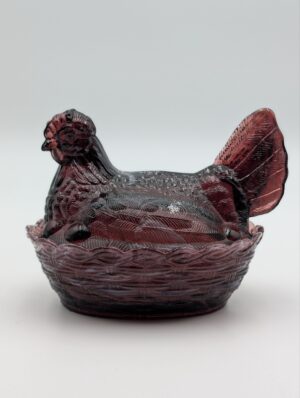 Vintage Slag Glass Hen on Nest Candy Dish