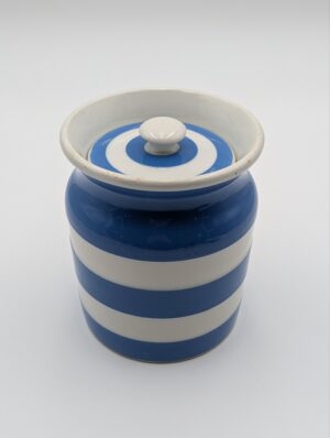 Rare Early T.G. Green Cornishware Lidded Jar with “Church Gresley” Backstamp