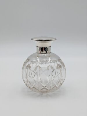 Sterling Silver Topped Cut Glass Scent Bottle – London 1925 Hallmarked