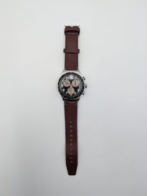 Swatch Swiss Automatic Chronograph Men’s Wristwatch with Leather Strap