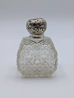 Victorian Sterling Silver Mounted Cut Glass Scent Bottle